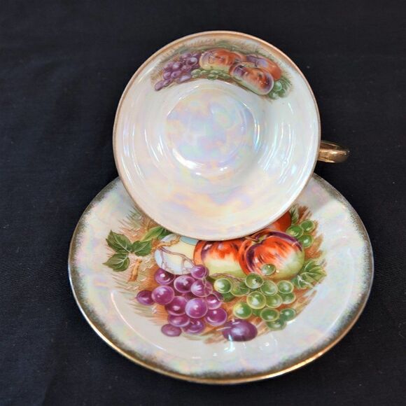 Lusterware Footed Cup and Saucer Vintage Japan - Picture 4 of 5